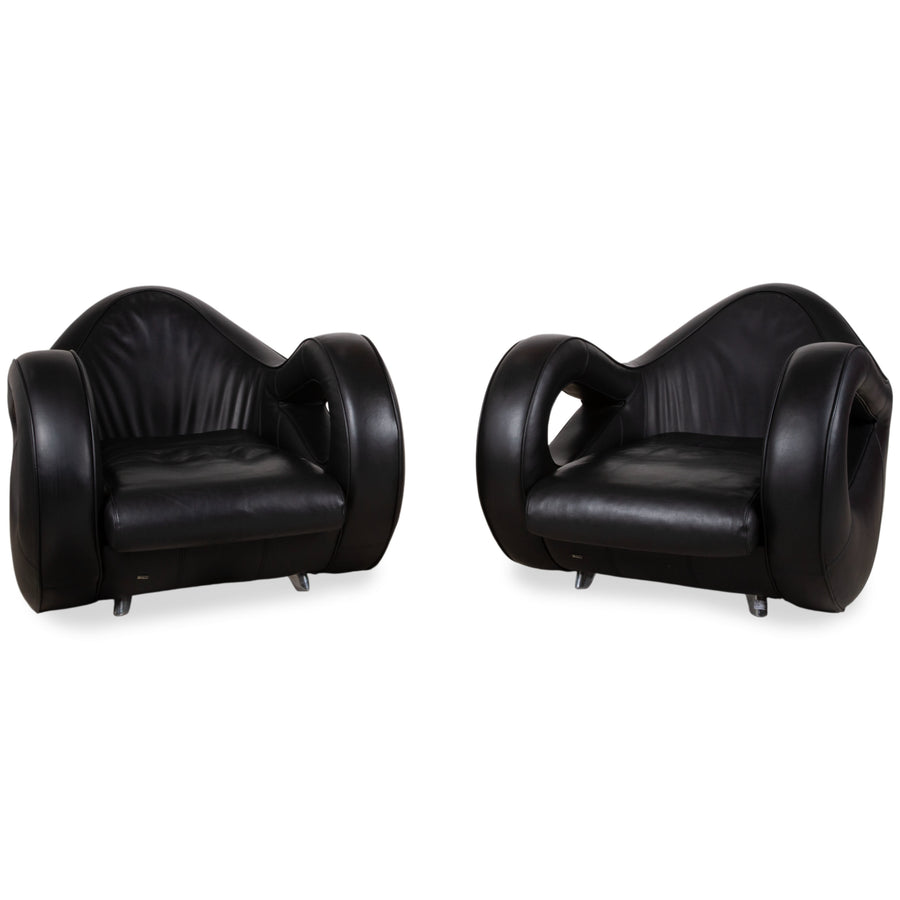 Bretz Slow Rider Leder 2x Sessel Schwarz