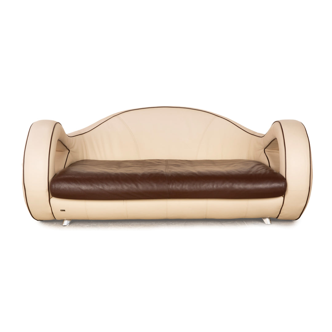 Canapé deux places en cuir Bretz Slow Rider, marron et beige