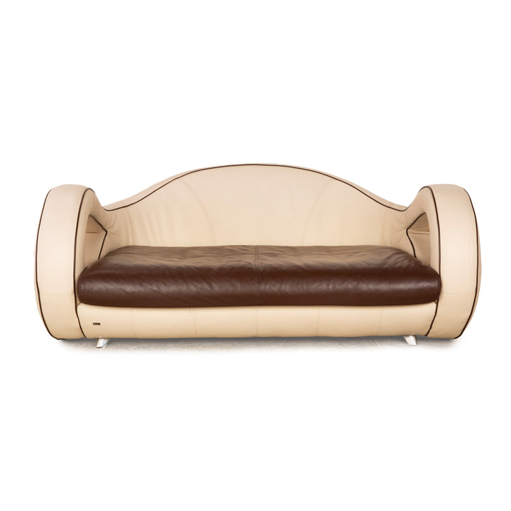 Canapé deux places en cuir Bretz Slow Rider, marron et beige