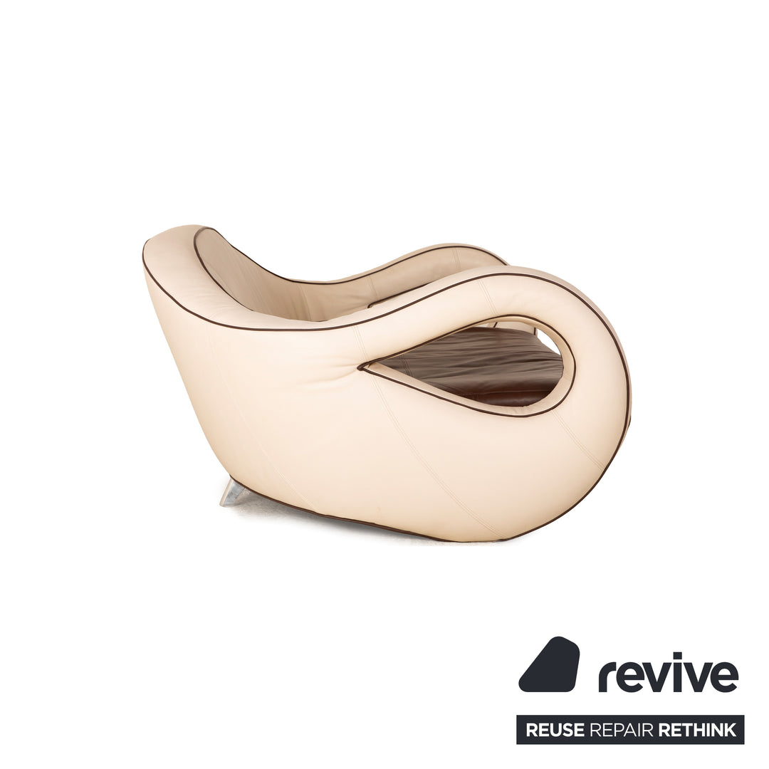 Canapé deux places en cuir Bretz Slow Rider, marron et beige