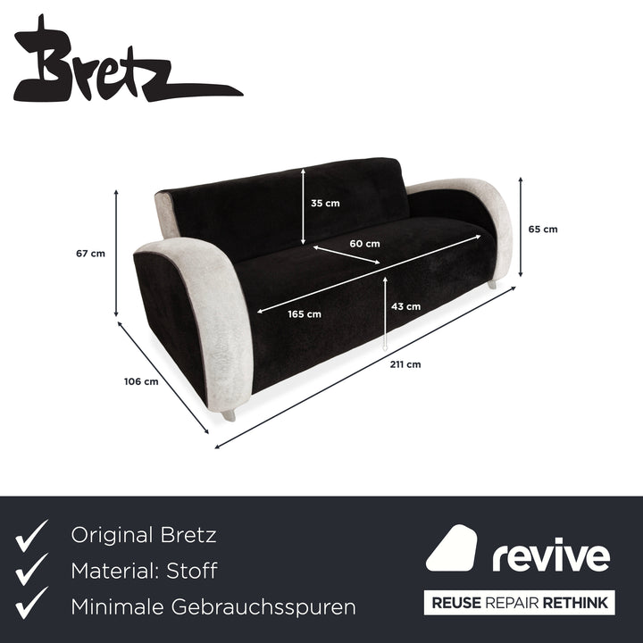 Bretz Slow Rider Stoff Dreisitzer weiß Schwarz