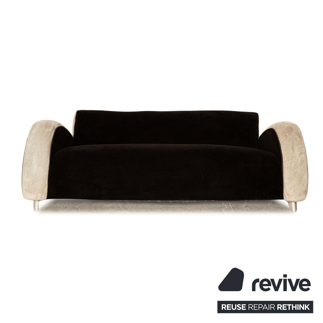 Bretz Fabric Three Seater Fabric Black White Sofa Couch