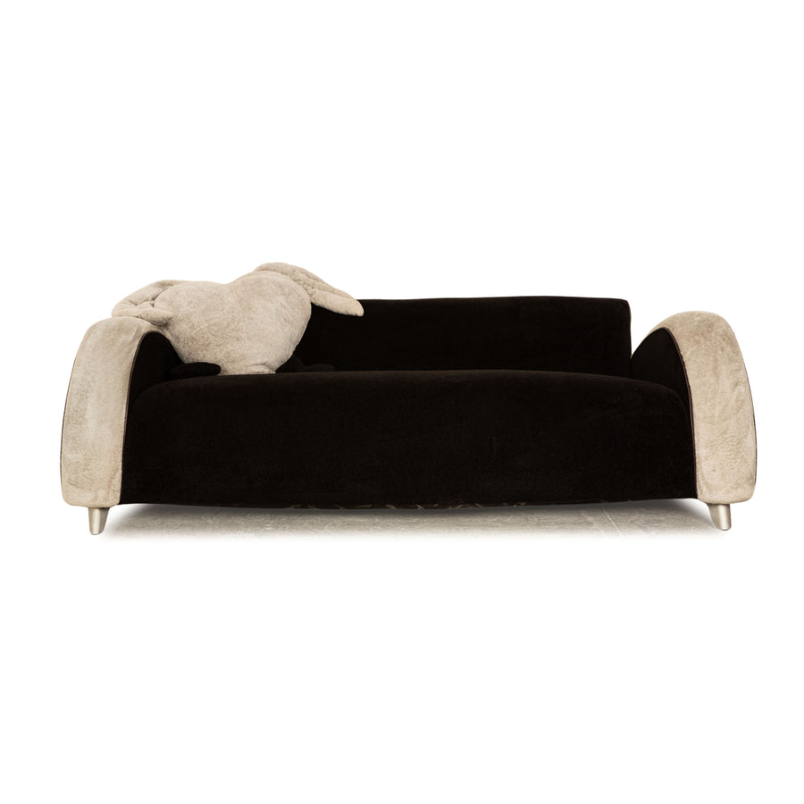 Bretz Fabric Three Seater Fabric Black White Sofa Couch
