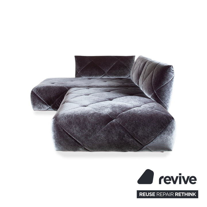 Bretz Teratai Stoff Velour Ecksofa Blau Grau Sofa Couch