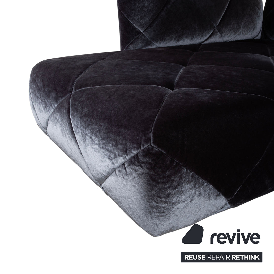 Bretz Teratai Stoff Velour Ecksofa Blau Grau Sofa Couch