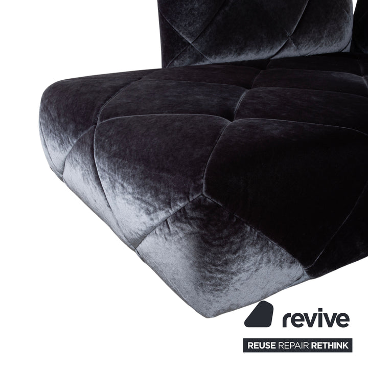 Bretz Teratai Stoff Velour Ecksofa Blau Grau Sofa Couch