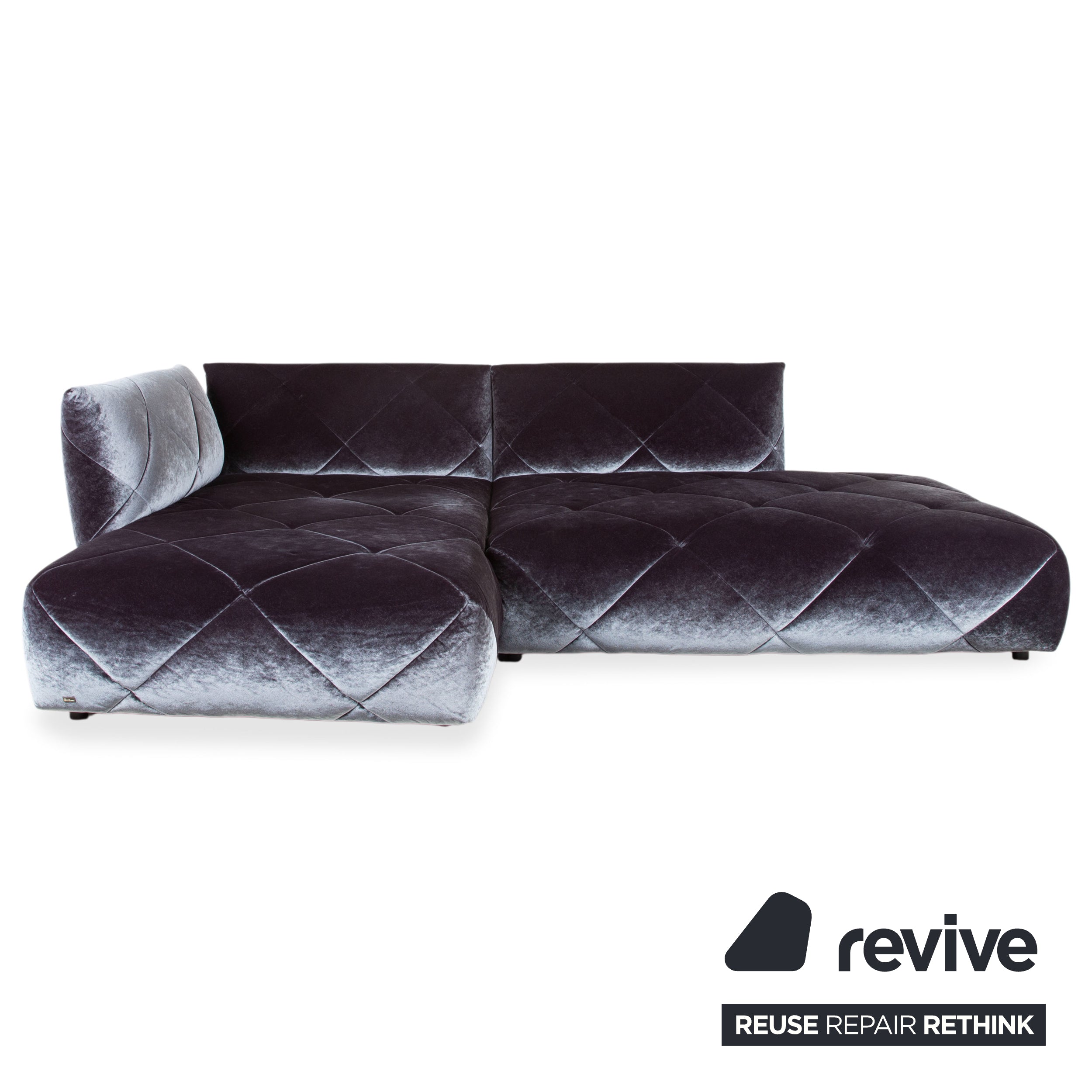 Bretz Teratai Stoff Velour Ecksofa Blau Grau Sofa Couch