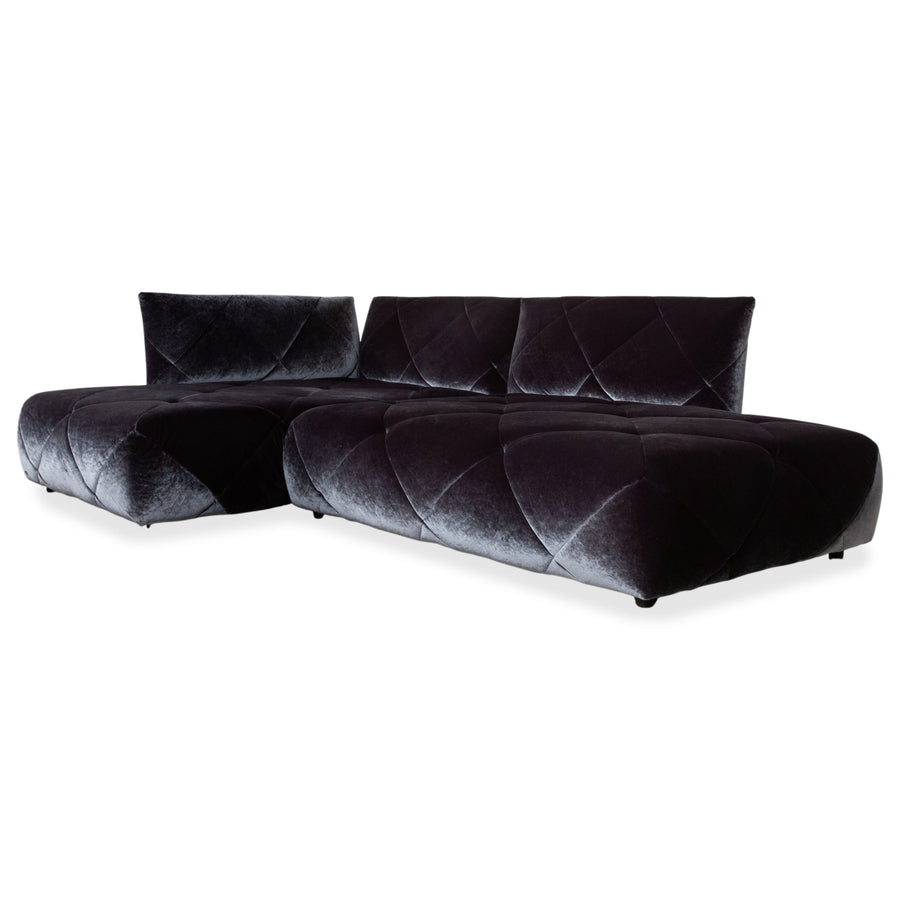 Bretz Teratai Stoff Velour Ecksofa Blau Grau Sofa Couch