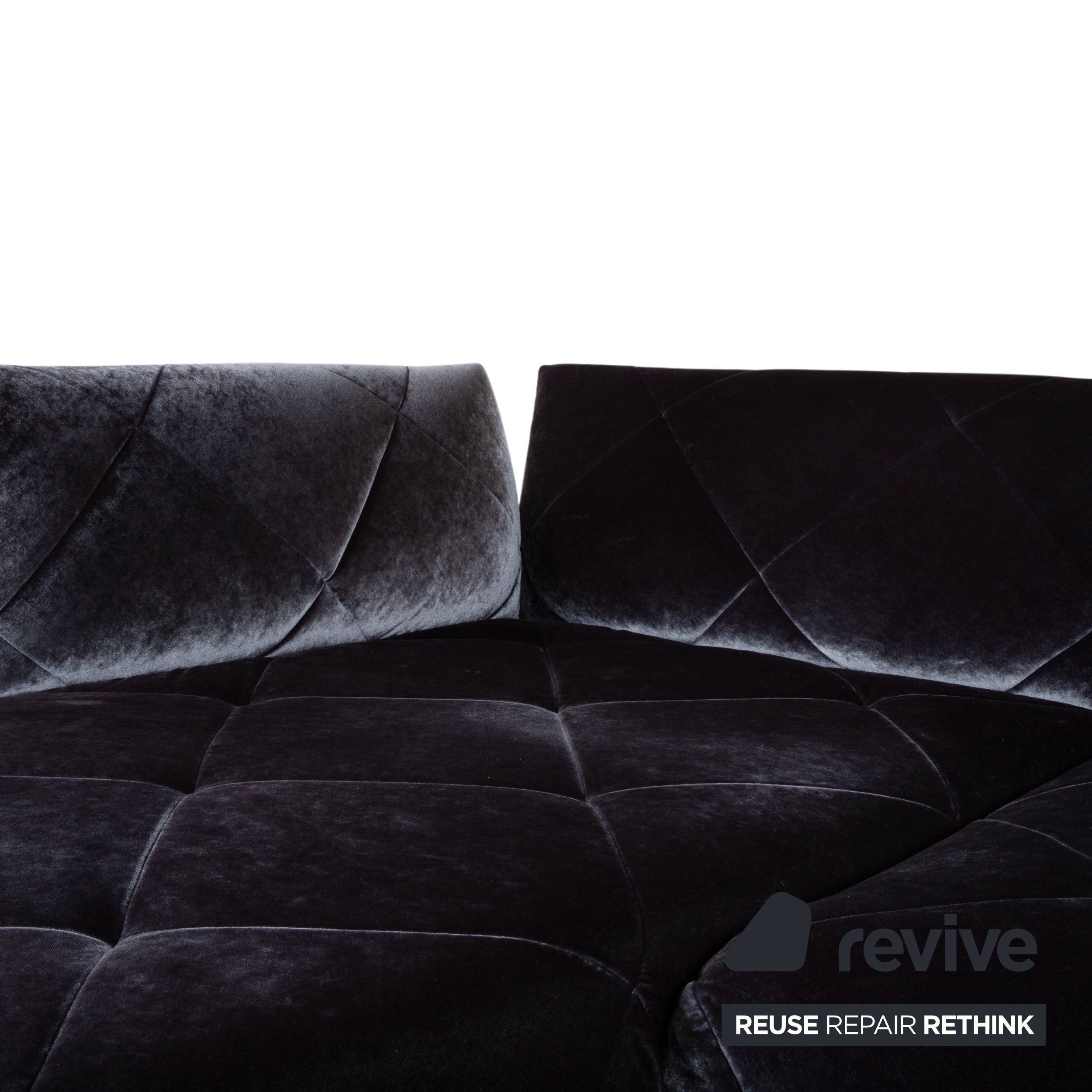 Bretz Teratai Stoff Velour Ecksofa Blau Grau Sofa Couch