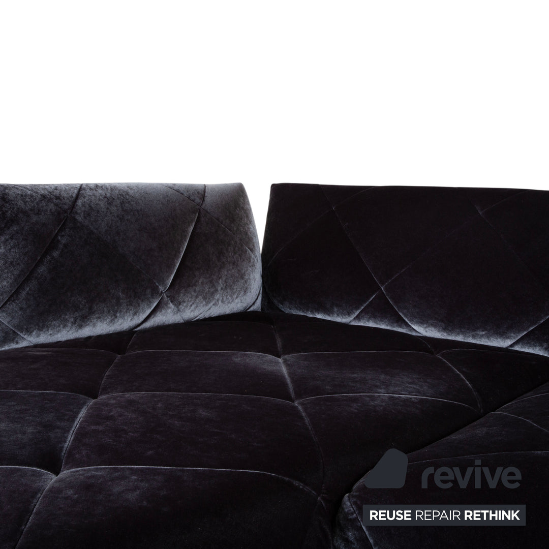 Bretz Teratai Stoff Velour Ecksofa Blau Grau Sofa Couch