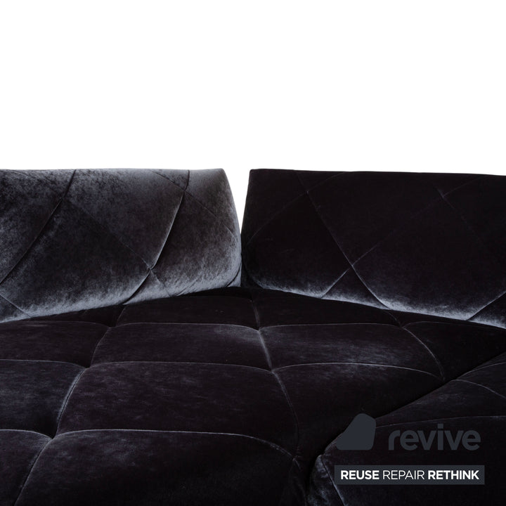 Bretz Teratai Stoff Velour Ecksofa Blau Grau Sofa Couch