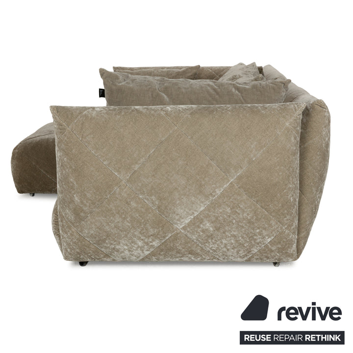 Canapé d'angle en tissu Bretz Teratai gris greige méridienne gauche