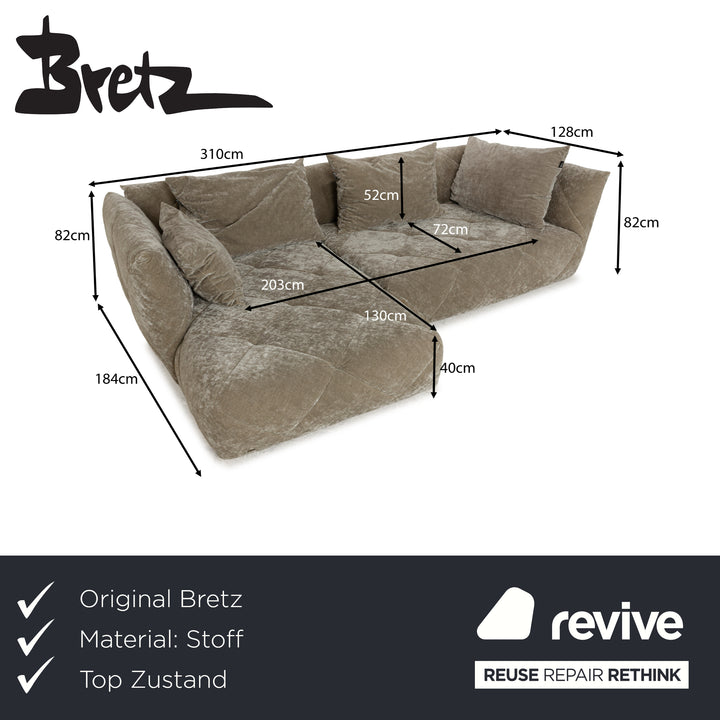 Canapé d'angle en tissu Bretz Teratai gris greige méridienne gauche