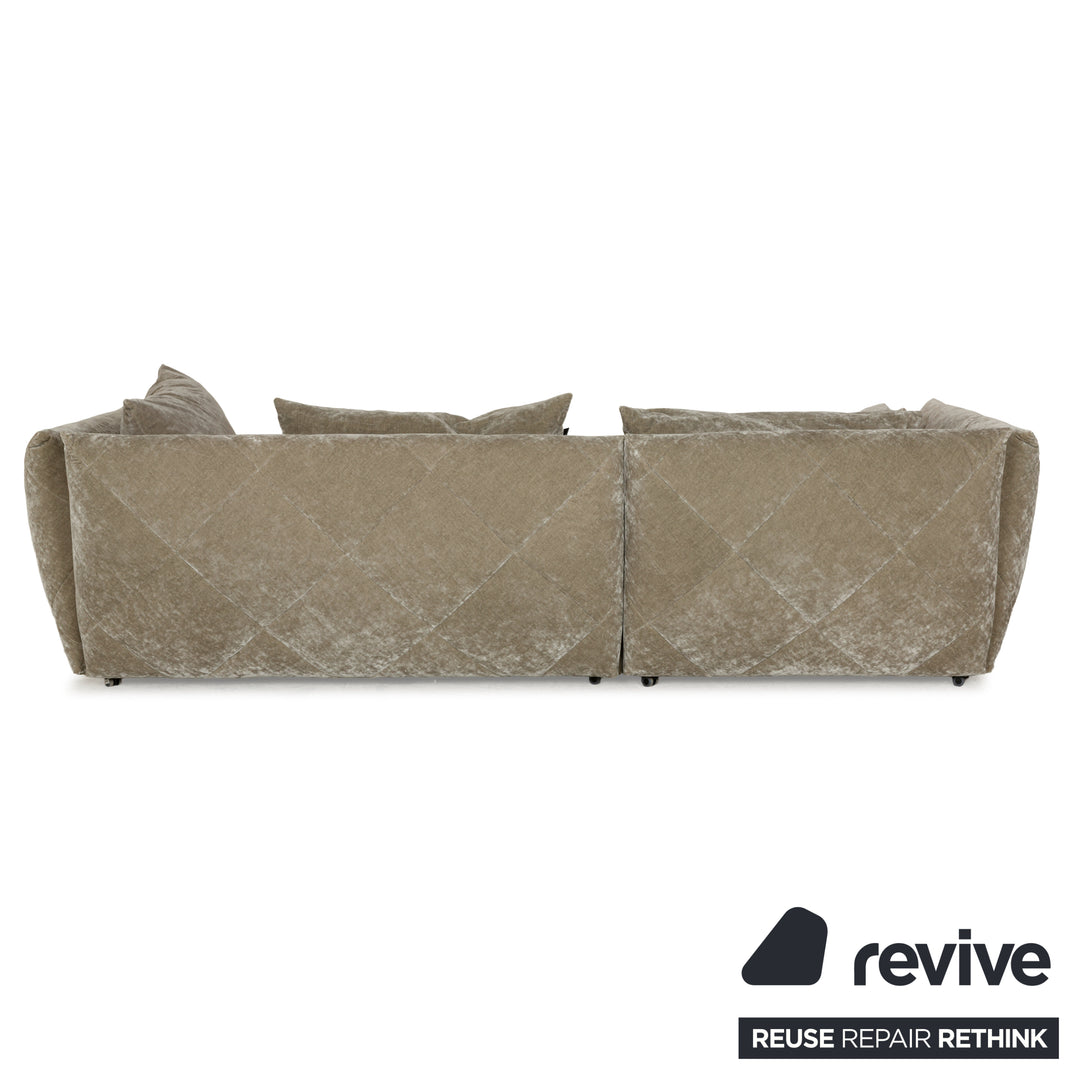Canapé d'angle en tissu Bretz Teratai gris greige méridienne gauche