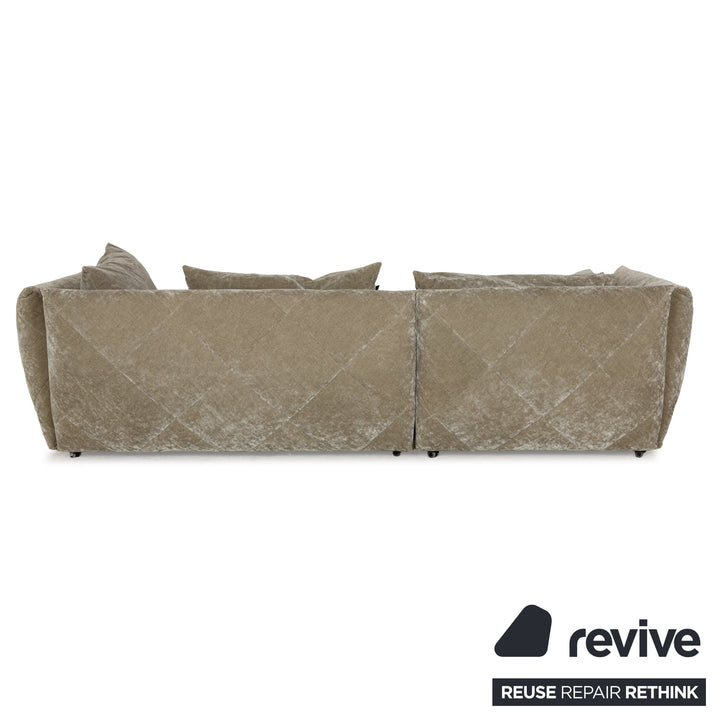 Canapé d'angle en tissu Bretz Teratai gris greige méridienne gauche