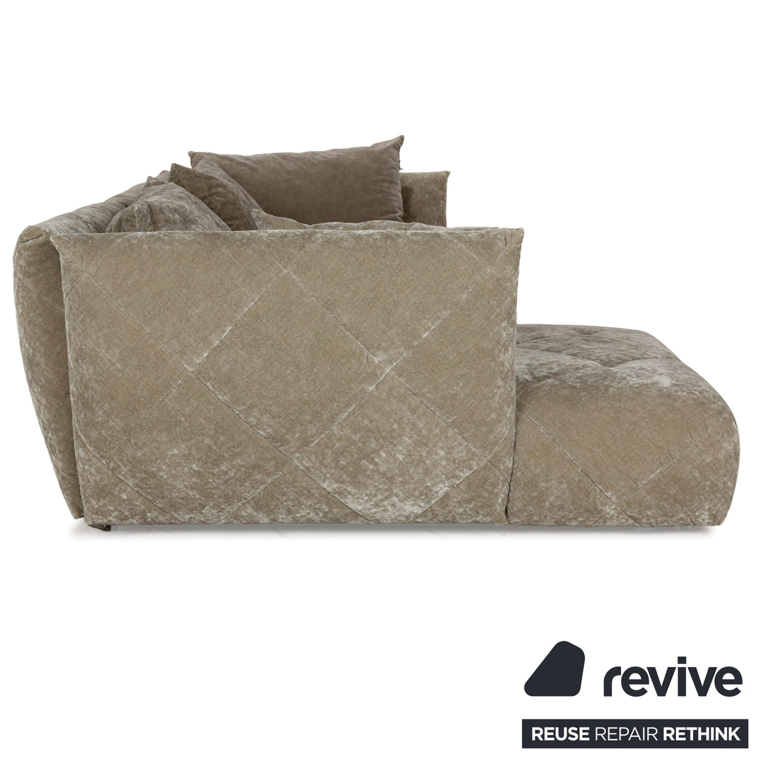 Canapé d'angle en tissu Bretz Teratai gris greige méridienne gauche