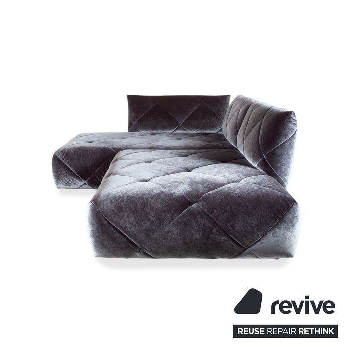 Bretz Teratai Stoff Velour Samt Ecksofa Anthrazit Blau Grau Sofa Couch