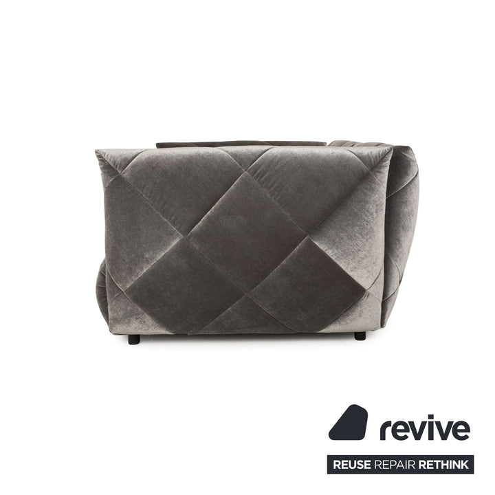 Bretz Teratai Fabric Four-Seater Grey Silver Sofa Couch