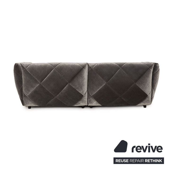 Bretz Teratai Fabric Four-Seater Grey Silver Sofa Couch