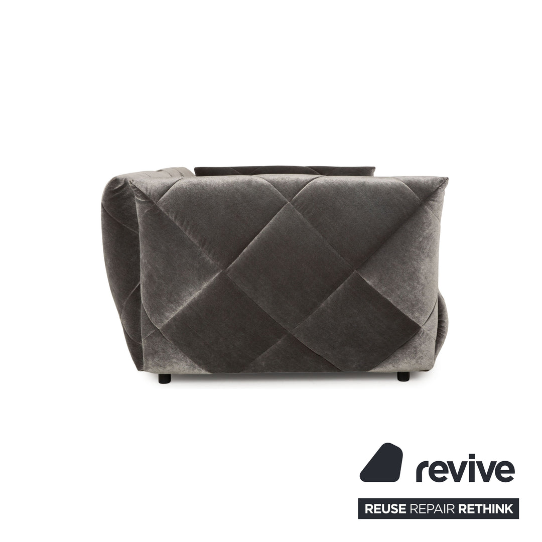 Bretz Teratai Fabric Four-Seater Grey Silver Sofa Couch