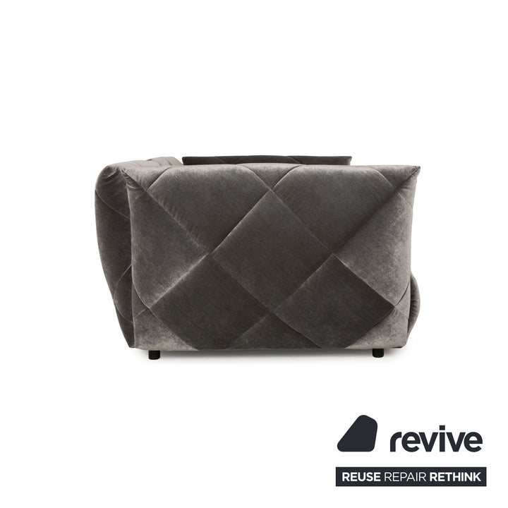 Bretz Teratai Fabric Four-Seater Grey Silver Sofa Couch