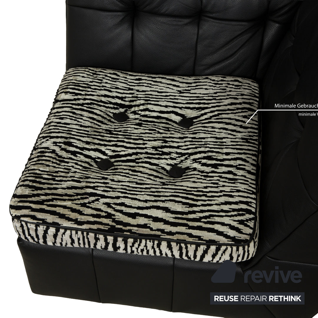 Ensemble de canapés en cuir Bretz Tiziana, canapé d'angle noir, fauteuil