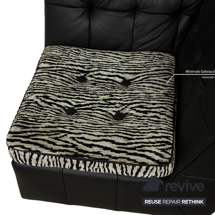 Ensemble de canapés en cuir Bretz Tiziana, canapé d'angle noir, fauteuil