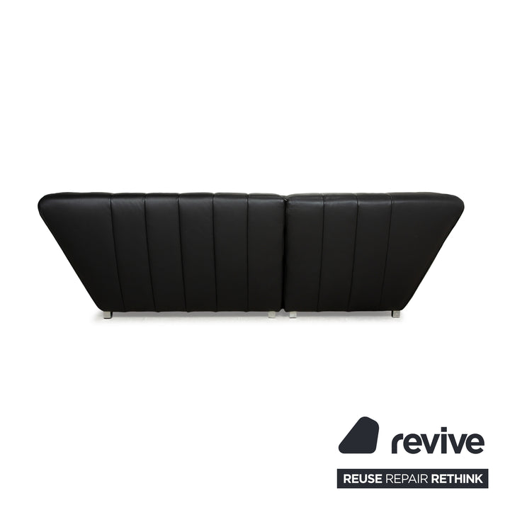 Ensemble de canapés en cuir Bretz Tiziana, canapé d'angle noir, fauteuil