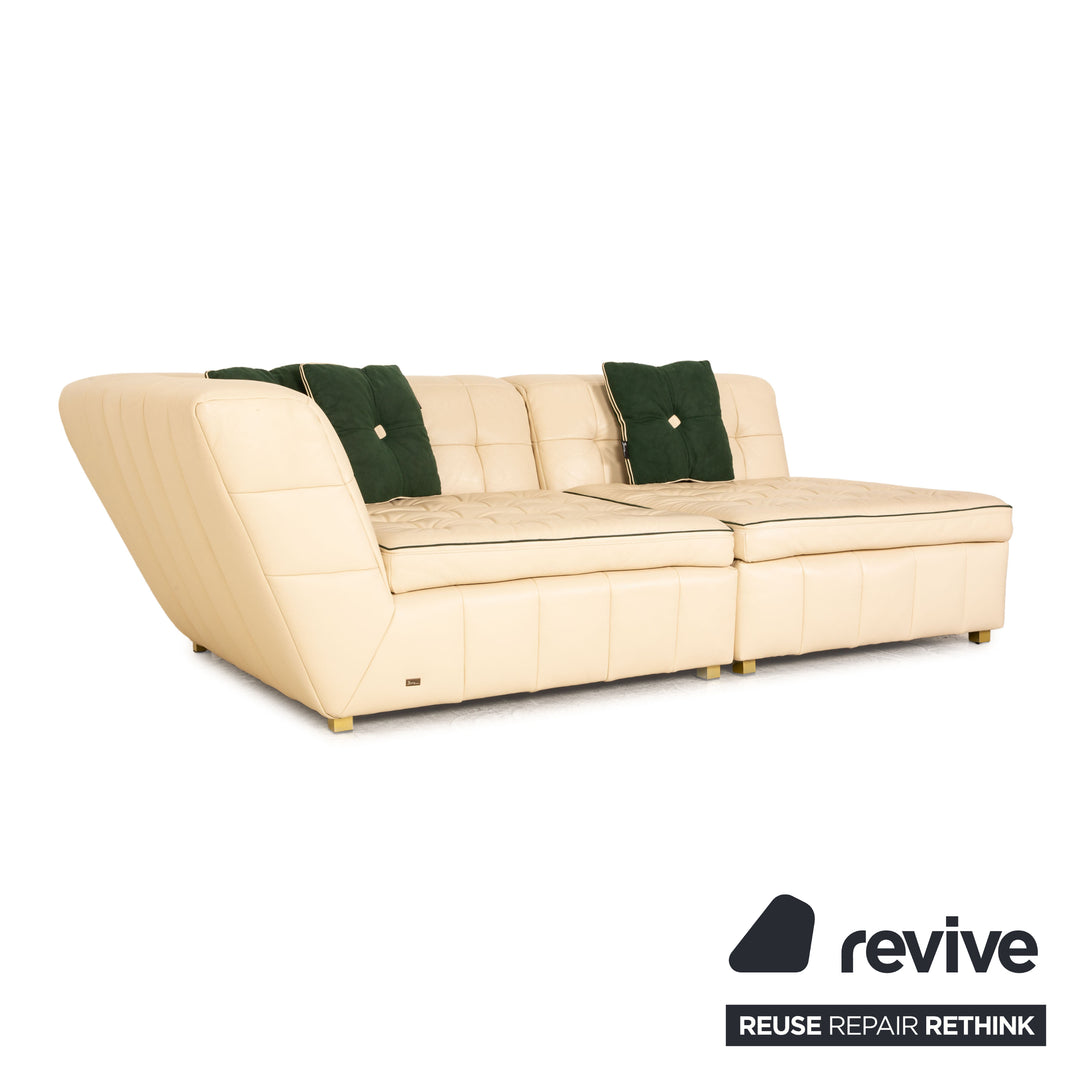 Bretz Tiziana Leather Four Seater Cream Sofa Couch