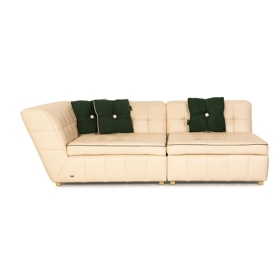 Bretz Tiziana Leather Four Seater Cream Sofa Couch