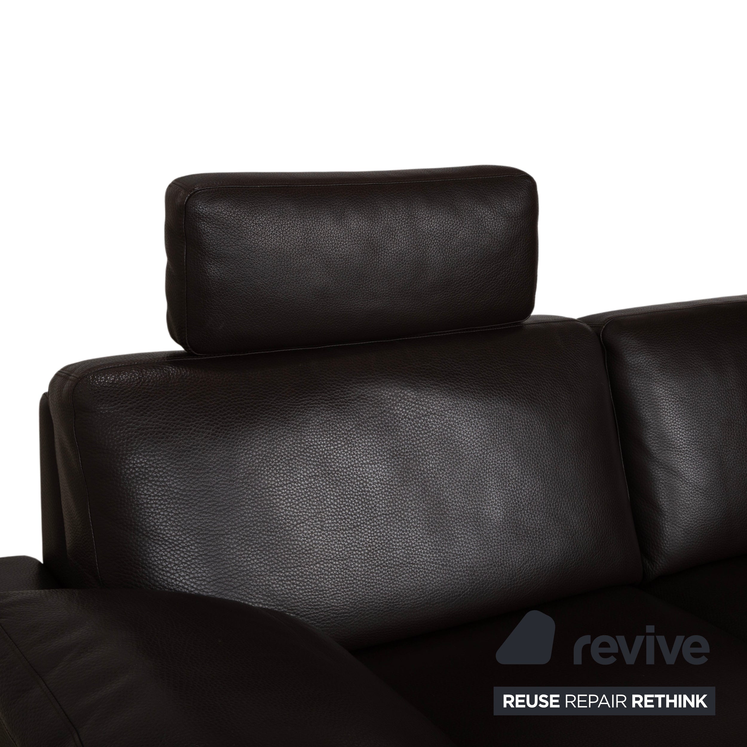 Brühl Alba Dreisitzer Leder Sofa Braun inkl. Kopfstütze und Chrom Füßen Couch Dickleder