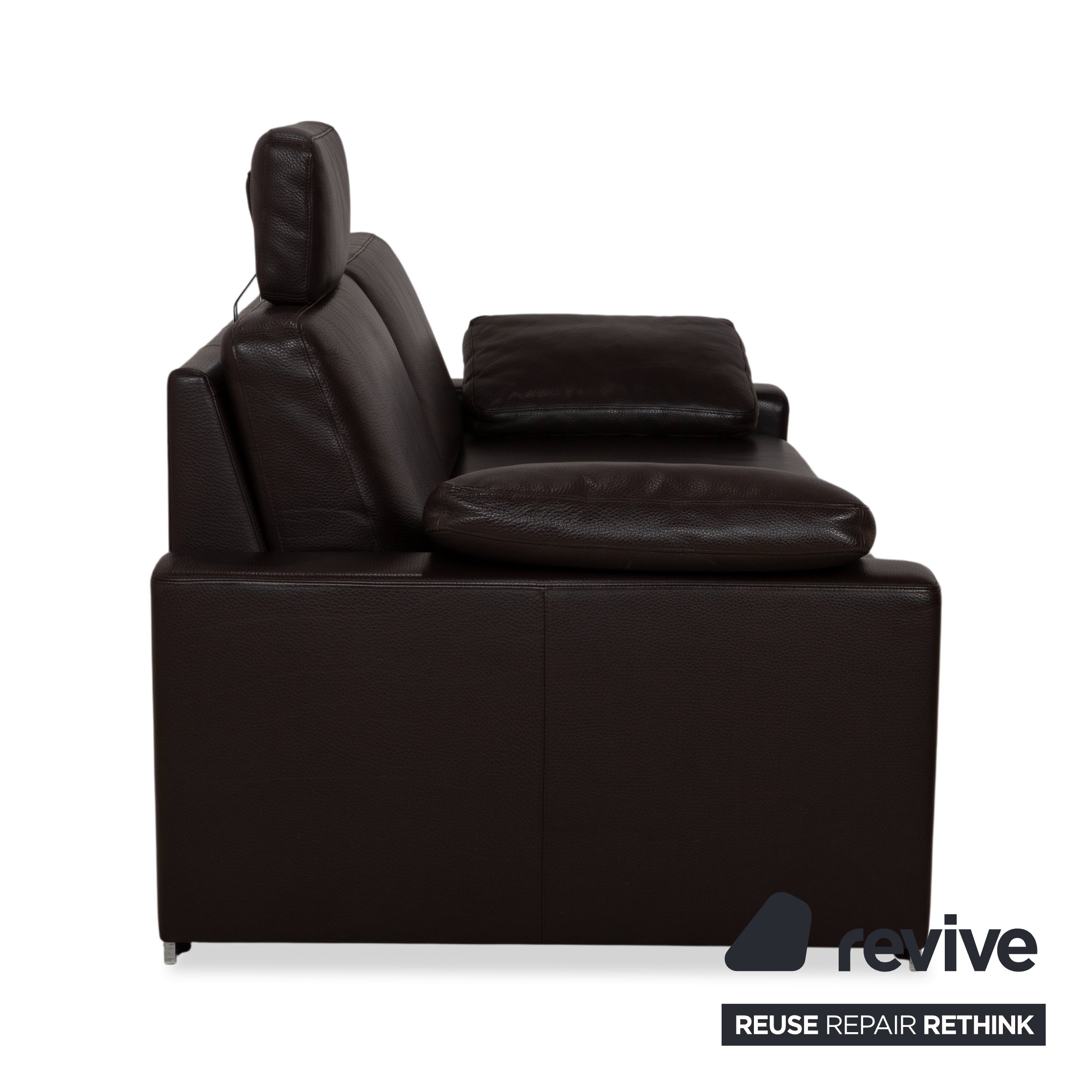 Brühl Alba Dreisitzer Leder Sofa Braun inkl. Kopfstütze und Chrom Füßen Couch Dickleder