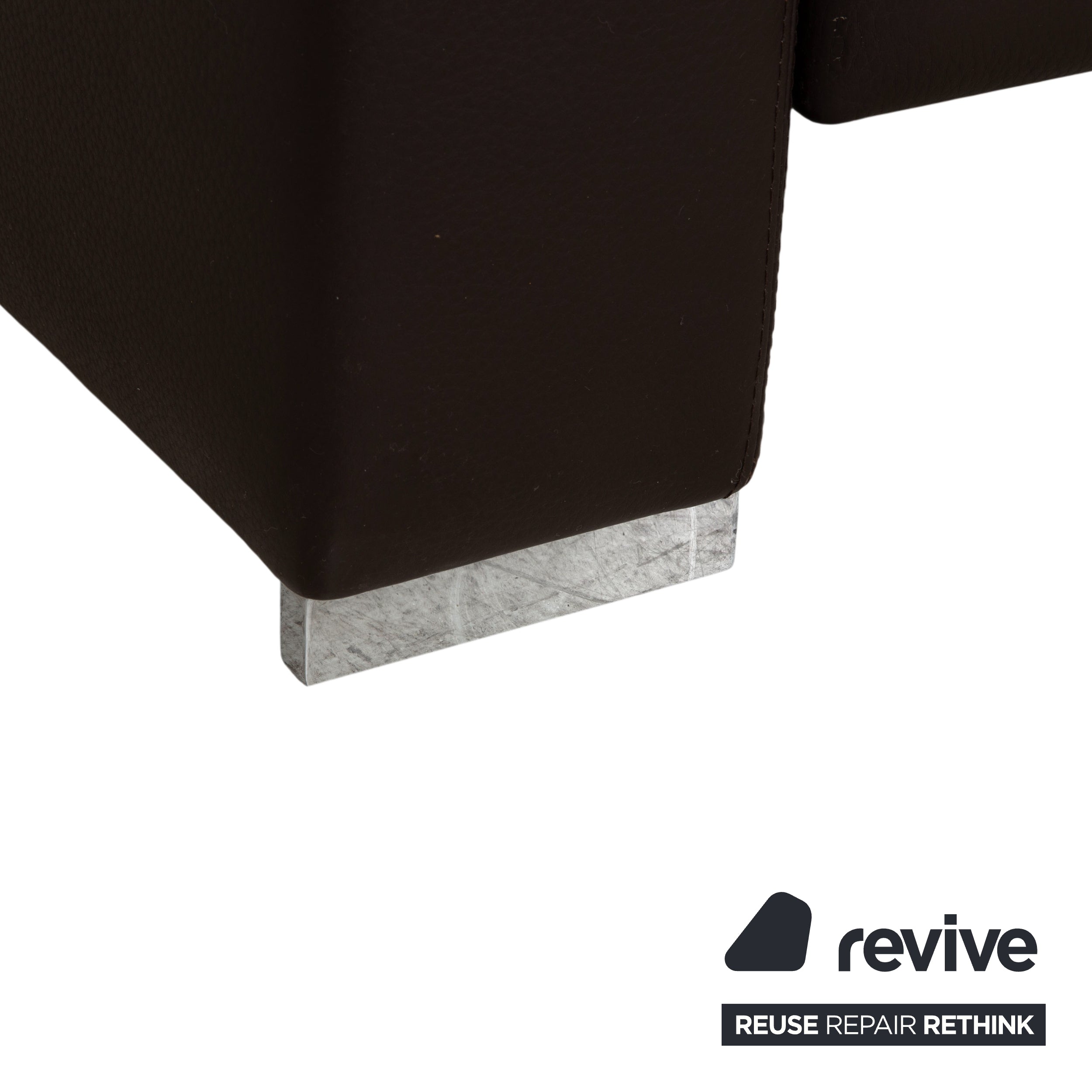 Brühl Alba Dreisitzer Leder Sofa Braun inkl. Kopfstütze und Chrom Füßen Couch Dickleder