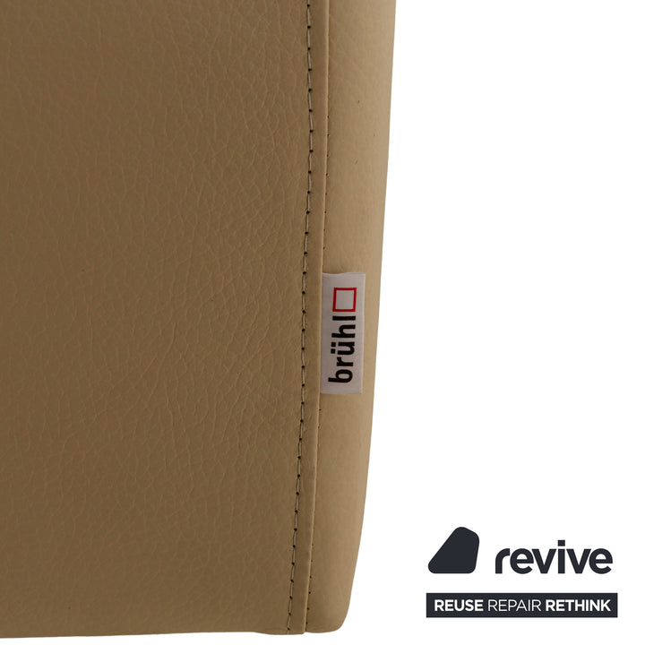 Canapé trois places en cuir Brühl Alba beige crème à fonction manuelle