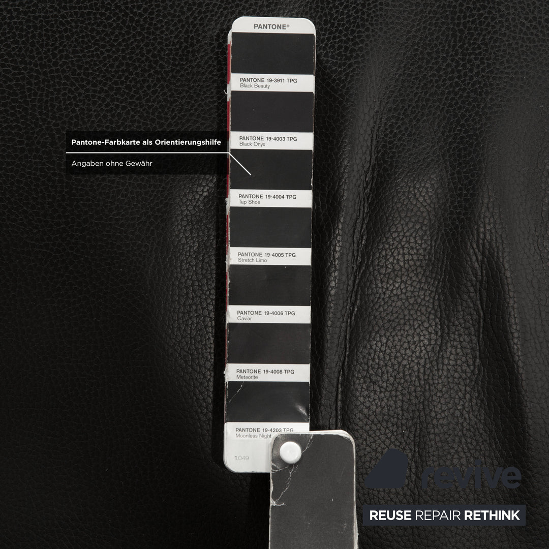 Brühl Alba Leather Three-Seater Black Manual Function Sofa Couch