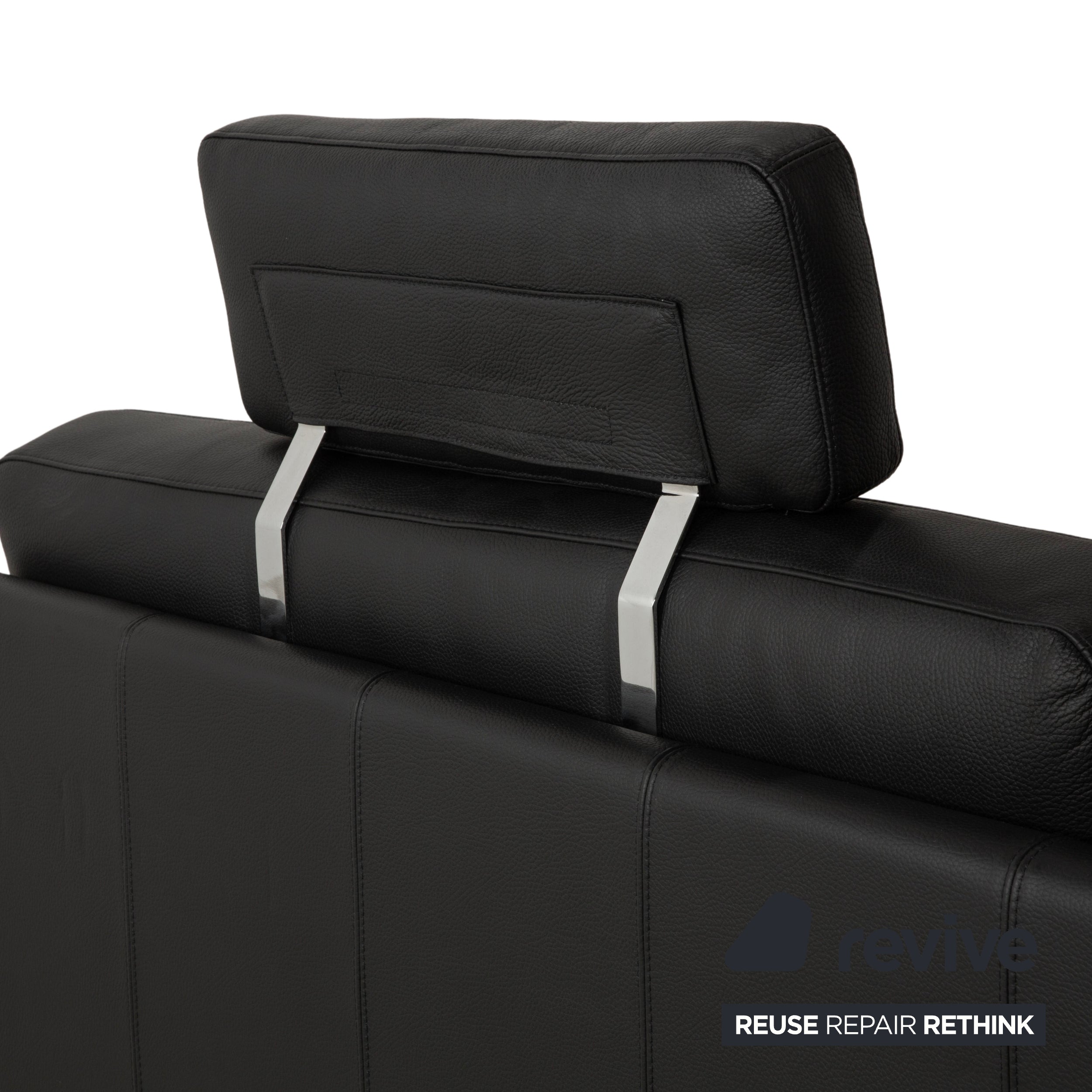 Brühl Alba Leder Dreisitzer Schwarz manuelle Funktion Sofa Couch