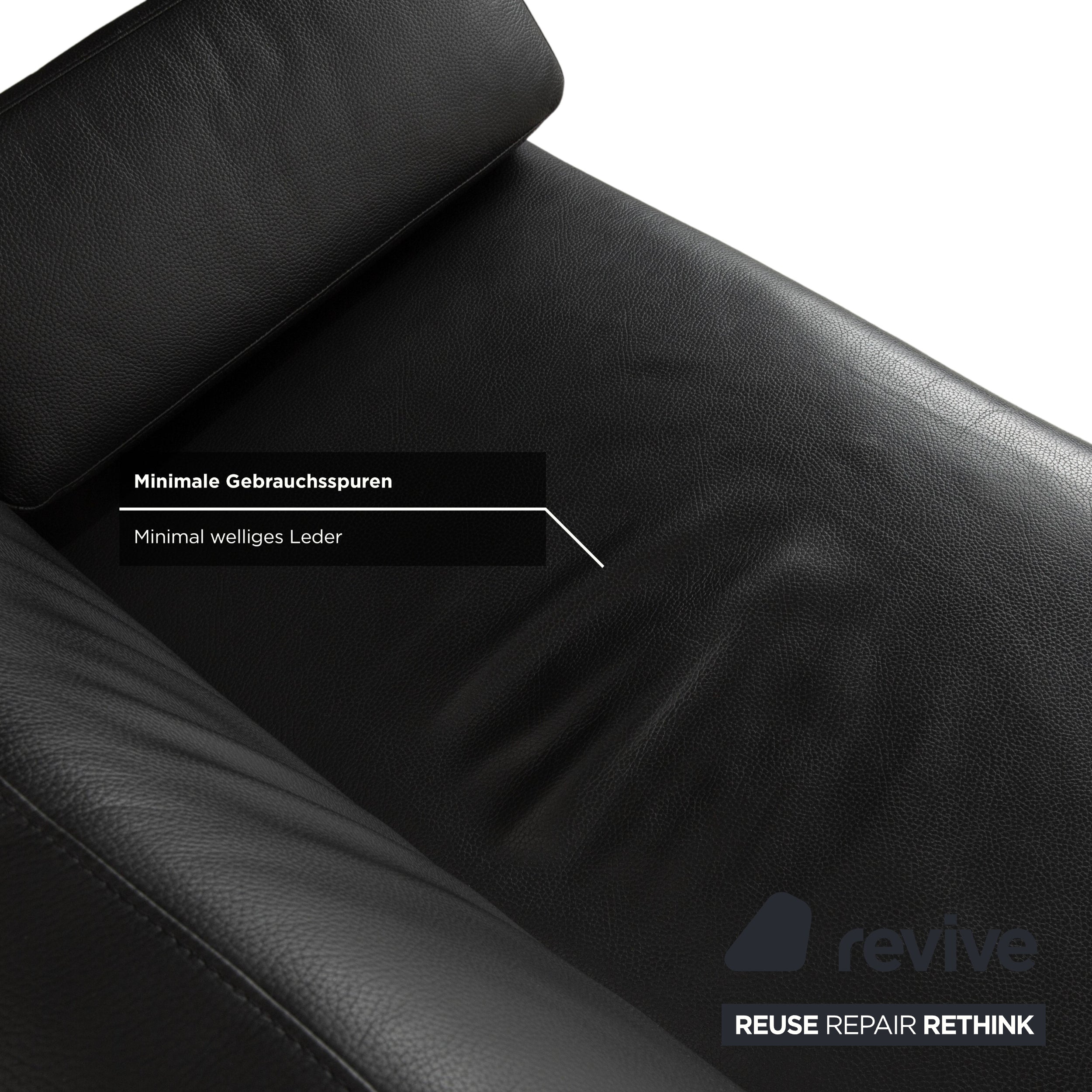 Brühl Alba Leder Dreisitzer Schwarz manuelle Funktion Sofa Couch