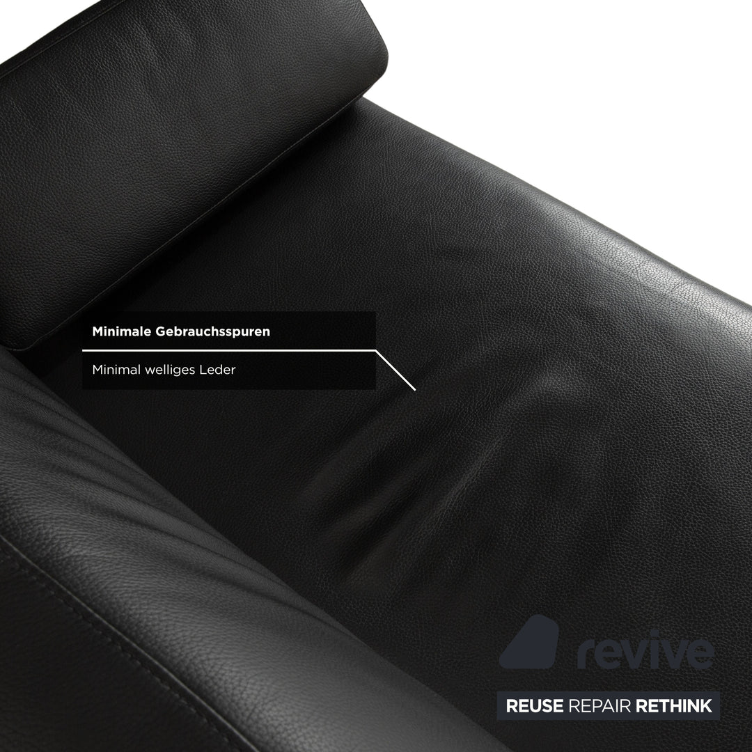 Brühl Alba Leather Three-Seater Black Manual Function Sofa Couch