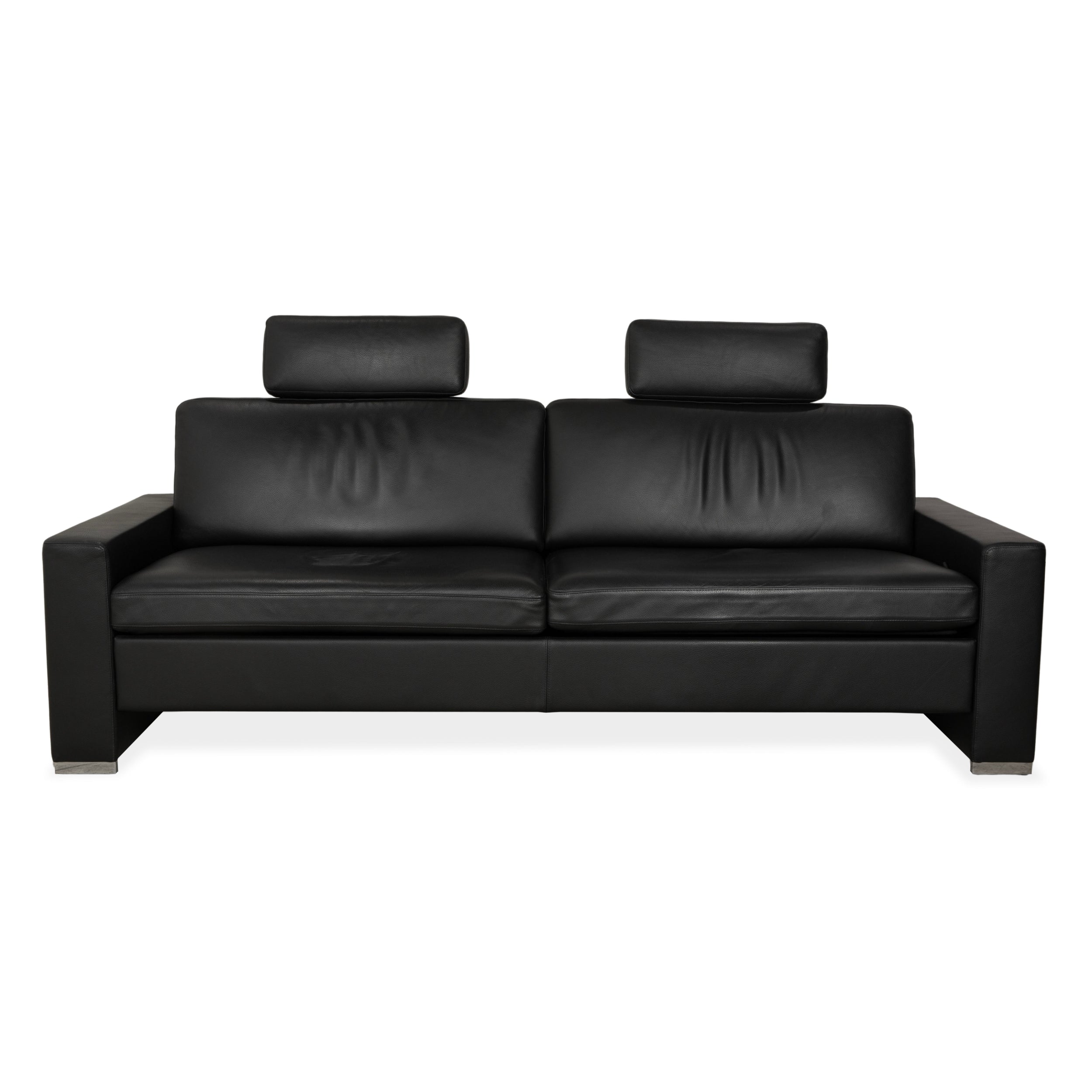 Brühl Alba Leder Dreisitzer Schwarz manuelle Funktion Sofa Couch