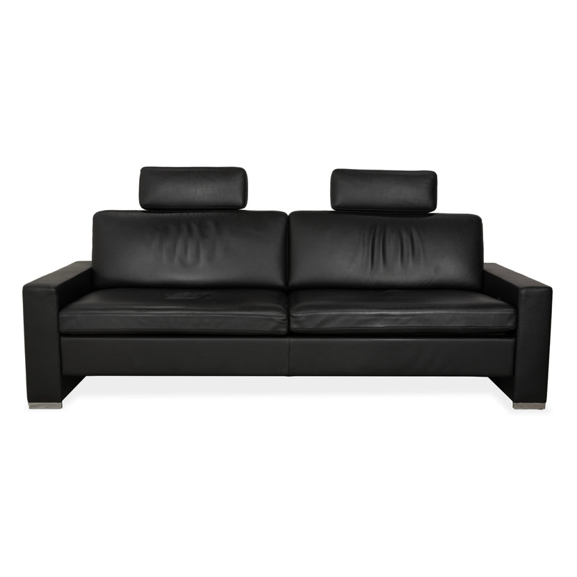 Brühl Alba Leder Dreisitzer Schwarz manuelle Funktion Sofa Couch