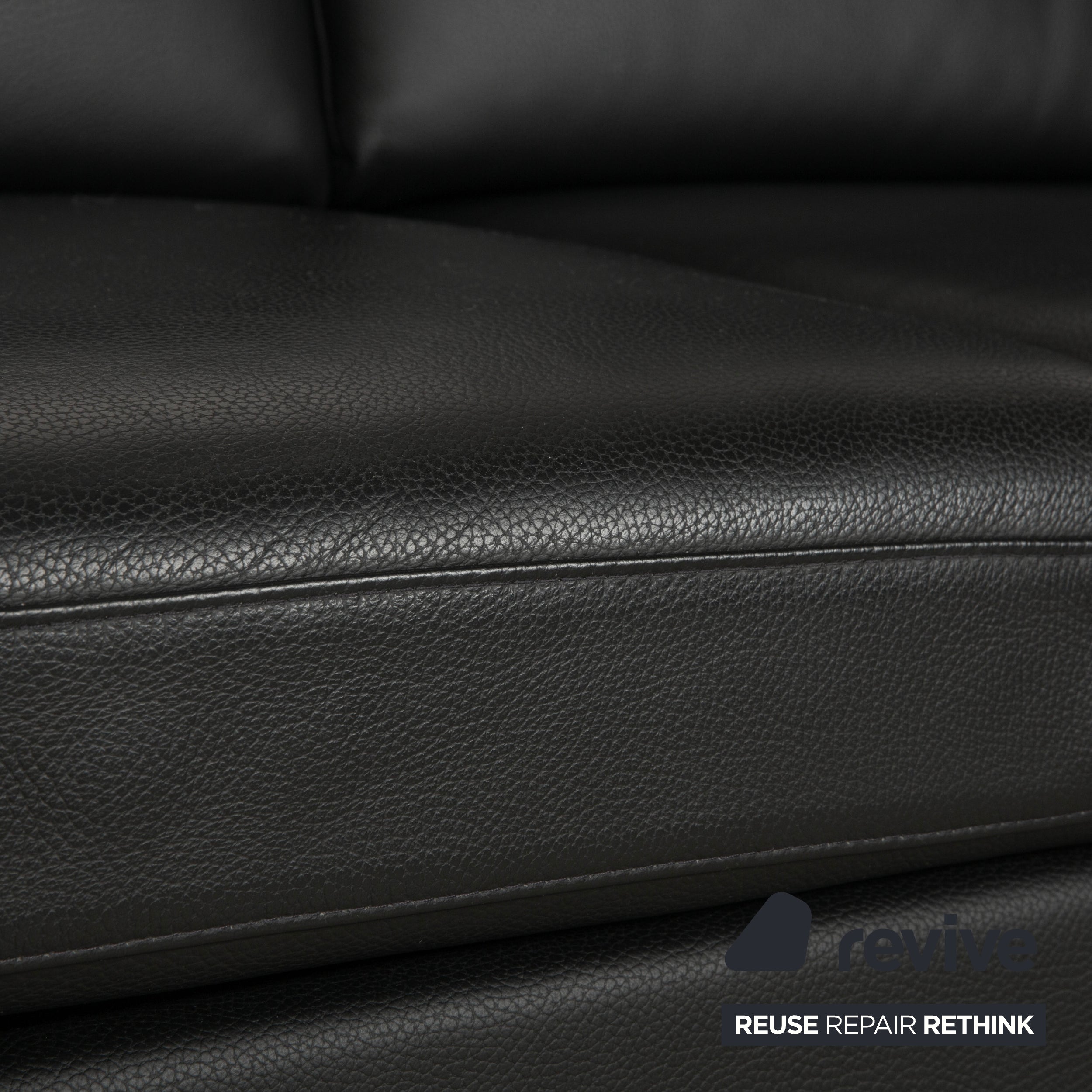 Brühl Alba Leder Dreisitzer Schwarz manuelle Funktion Sofa Couch