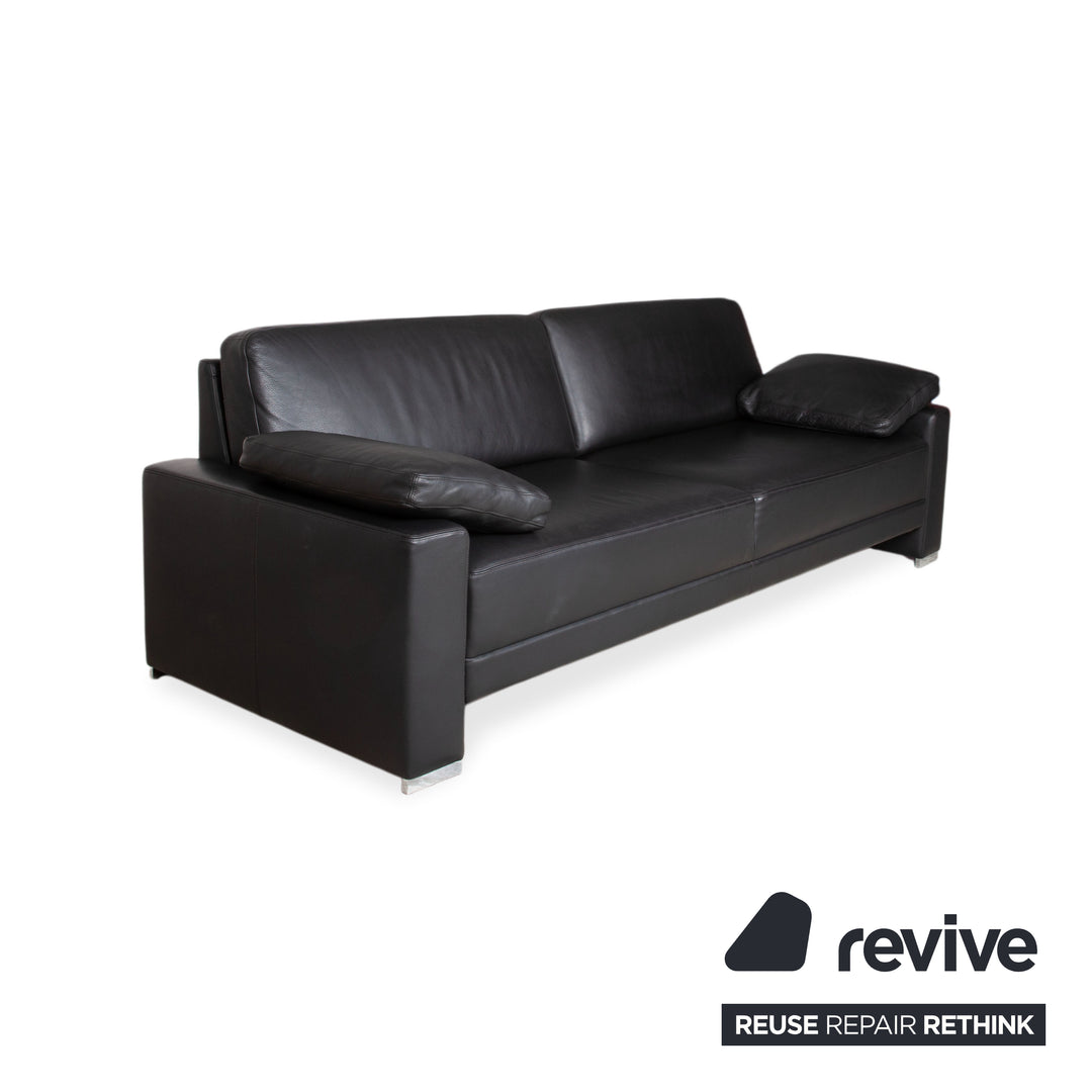 Brühl Alba Leder Dreisitzer Schwarz Sofa Couch inkl. Kopfstützen