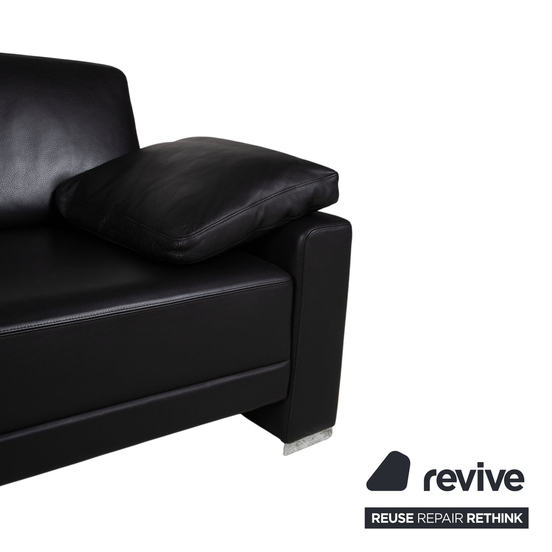 Brühl Alba Leder Dreisitzer Schwarz Sofa Couch inkl. Kopfstützen