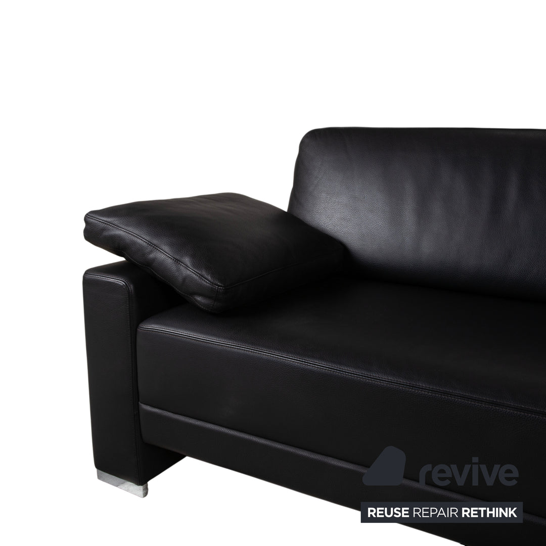 Brühl Alba Leder Dreisitzer Schwarz Sofa Couch inkl. Kopfstützen
