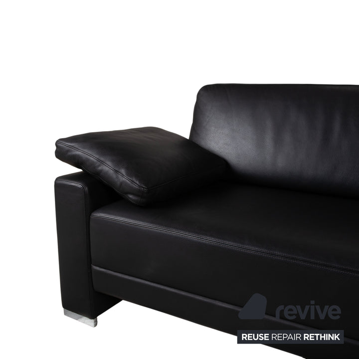 Brühl Alba Leder Dreisitzer Schwarz Sofa Couch inkl. Kopfstützen