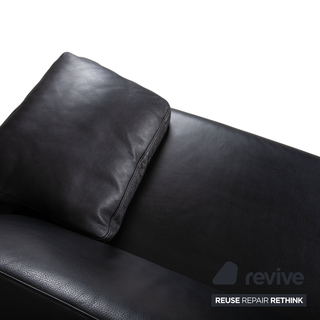 Brühl Alba Leder Dreisitzer Schwarz Sofa Couch inkl. Kopfstützen