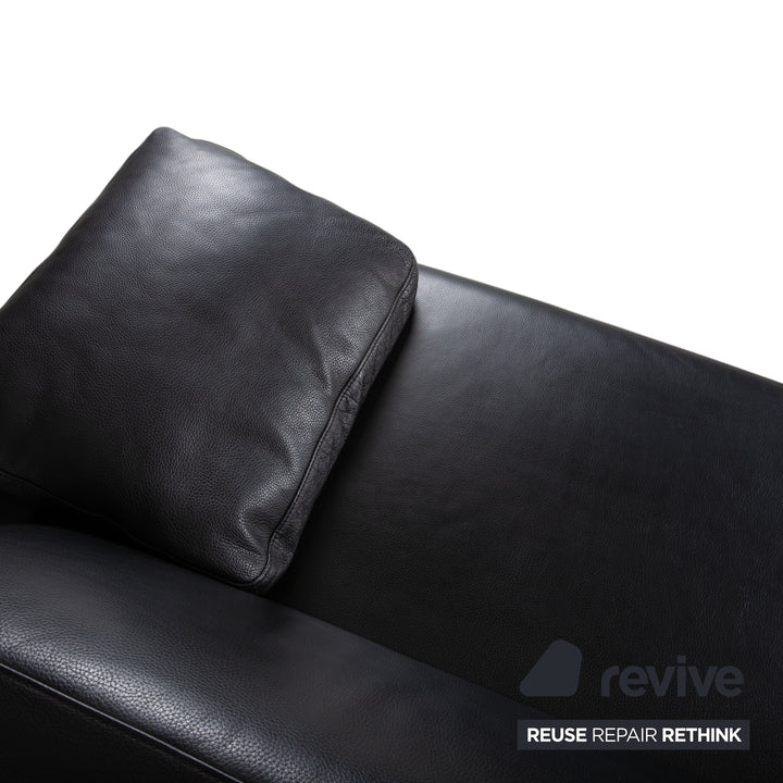 Brühl Alba Leder Dreisitzer Schwarz Sofa Couch inkl. Kopfstützen