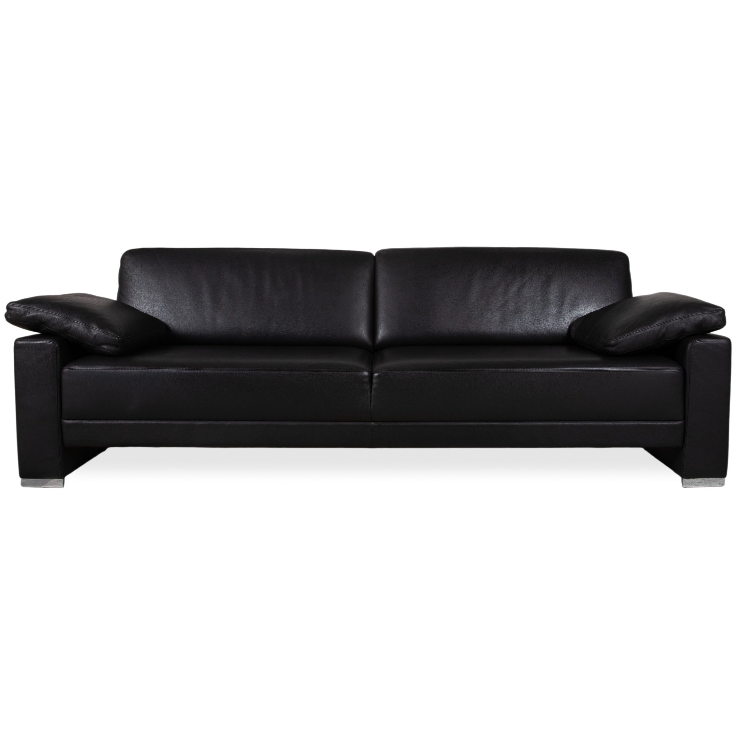 Brühl Alba Leather Three-Seater Black Sofa Couch incl. Headrests