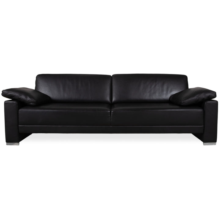 Brühl Alba Leder Dreisitzer Schwarz Sofa Couch inkl. Kopfstützen