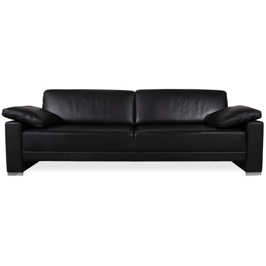 Brühl Alba Leder Dreisitzer Schwarz Sofa Couch inkl. Kopfstützen